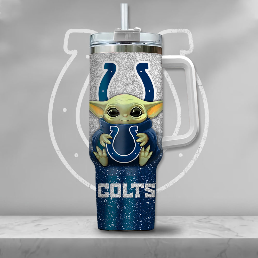 Custom Star Wars Inspired Baby Alien Colts Tumbler with Handle & Straw - Image 2