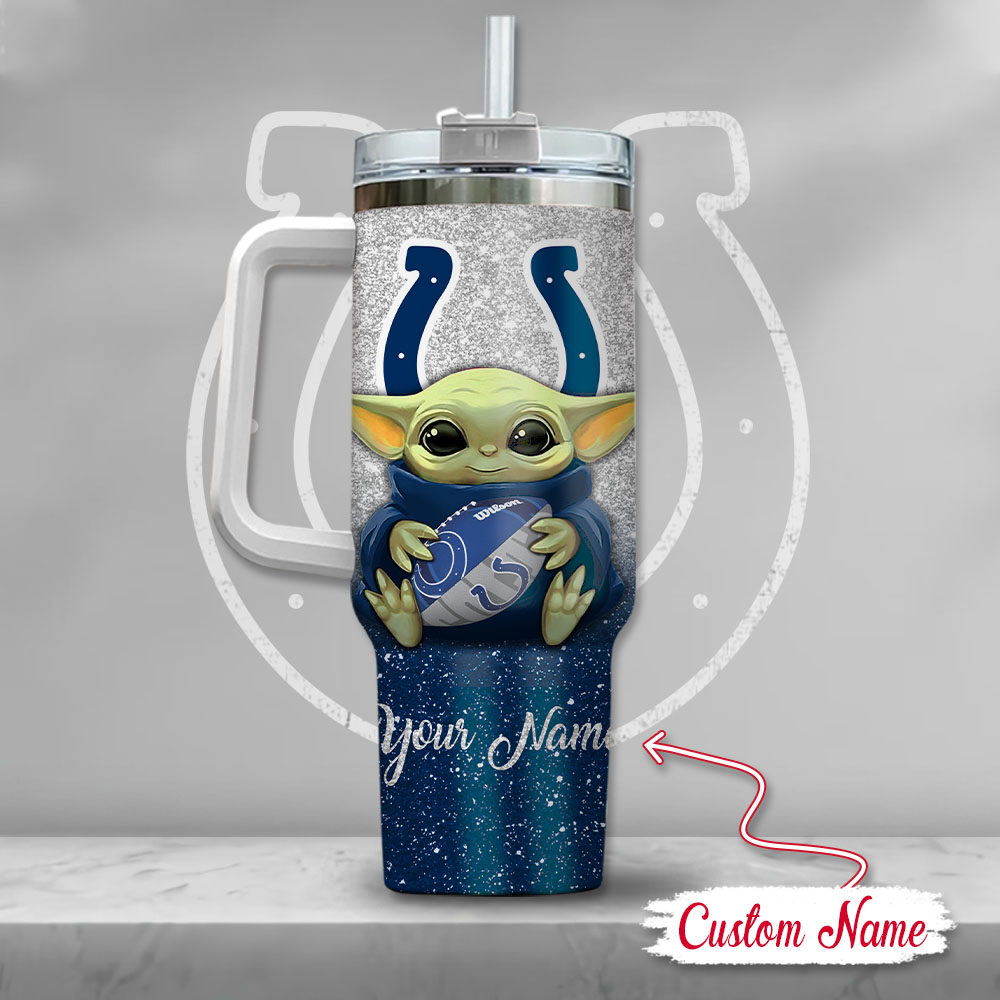 Custom Star Wars Inspired Baby Alien Colts Tumbler with Handle & Straw - Image 3