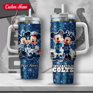 Custom Disney Mickey & Minnie Indianapolis Colts Glitter Tumbler with Handle