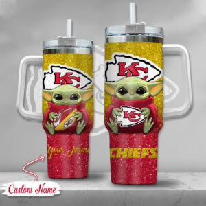 Custom Name Baby Yoda Chiefs Tumbler - Personalized Gift for Fans