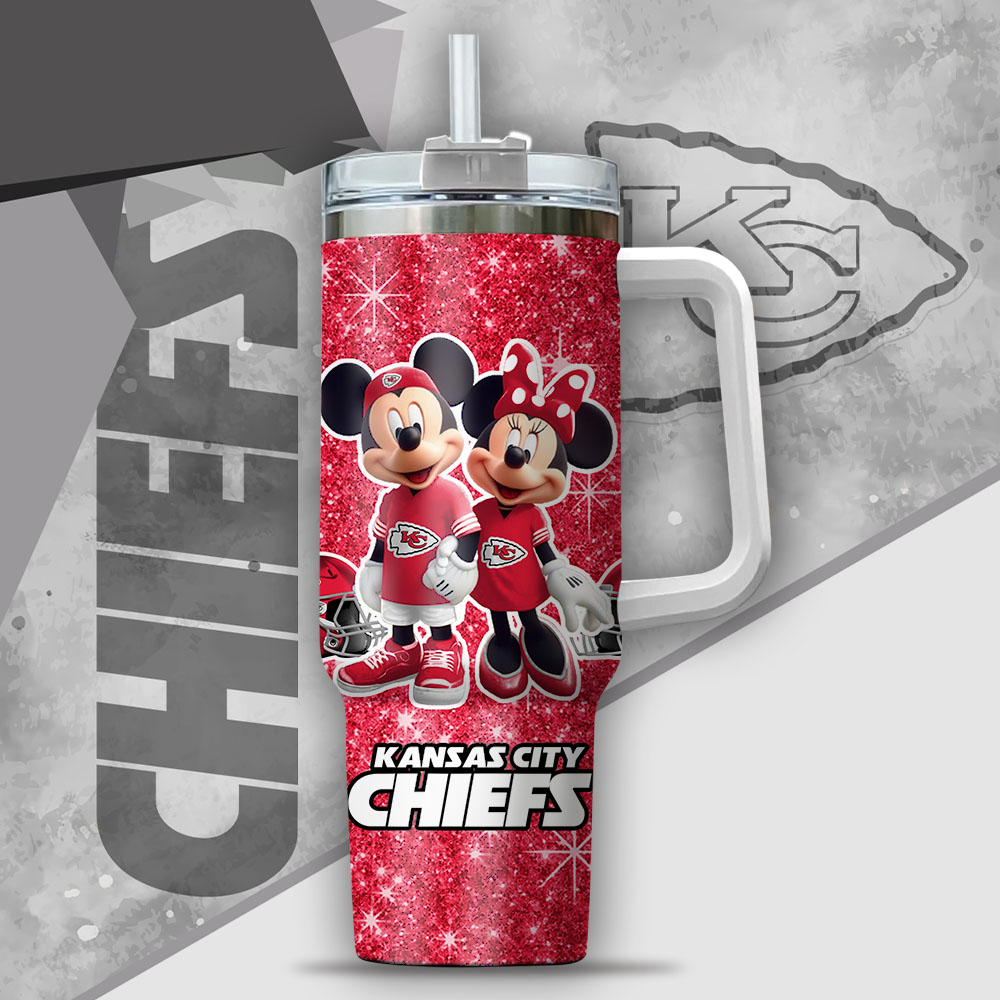 Custom Kansas City Chiefs Tumbler with Mickey & Minnie Design - Personalized Gift - Image 2
