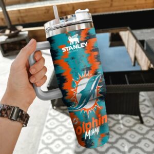 Stanley Insulated Tumbler with Miami Dolphins Design - 40oz Leak-Proof Travel Cup