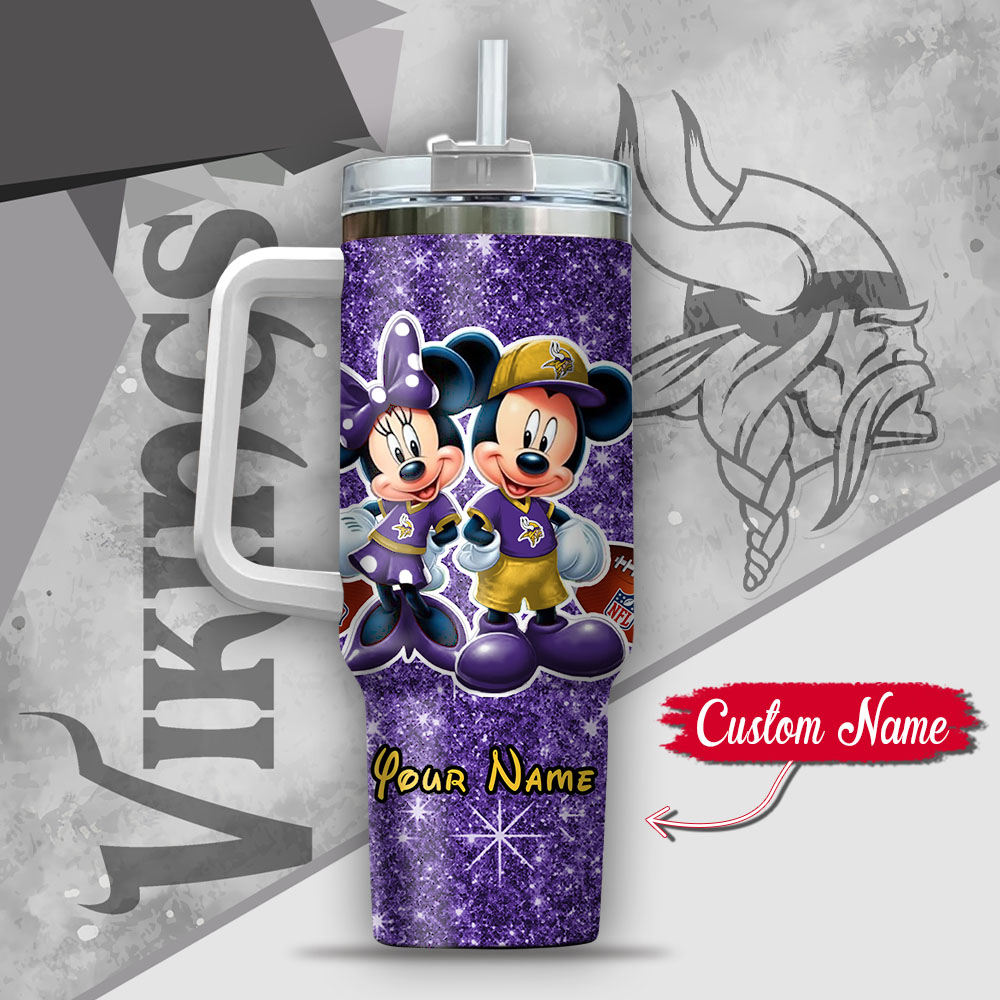 Customizable Disney Vikings Tumbler - Mickey & Minnie Glitter Cup - Image 3