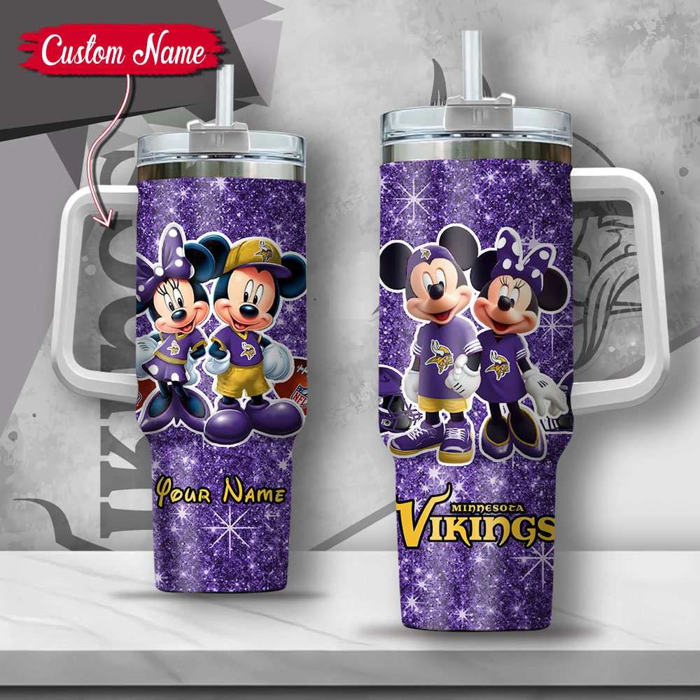 Customizable Disney Vikings Tumbler - Mickey & Minnie Glitter Cup