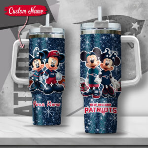 Customizable Mickey & Minnie Mouse New England Patriots Tumbler Cup - Unique Gift