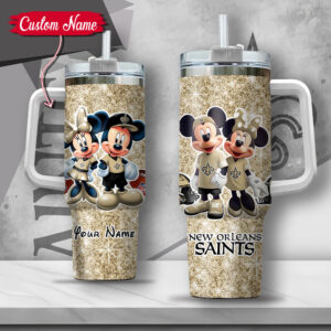 Custom Name Disney Mickey & Minnie New Orleans Saints Tumbler with Handle