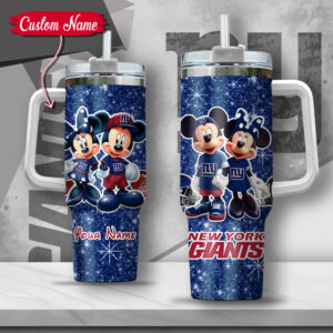 Custom Name Mickey & Minnie New York Giants Tumbler - Personalized Football Fan Gift