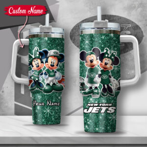 Custom Name Disney Mickey & Minnie New York Jets Tumbler - Personalized Gift