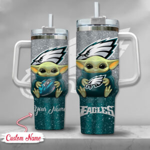 Custom Name Baby Alien Football Fan Tumbler with Straw - Perfect Gift for Sports Lovers
