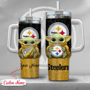 Custom Baby Yoda Football Tumbler - Personalized Star Cup for Fans