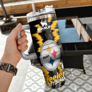 Pittsburgh Steelers Insulated Tumbler with Handle - 40oz Leak-Proof Travel Mug