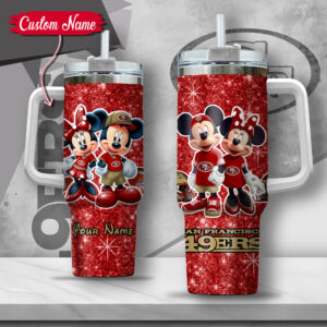Custom Name Disney Mickey & Minnie Red Glitter Tumbler - Perfect Gift for Fans