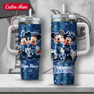 Custom Name Disney Football Tumbler - Mickey & Minnie Sports Fan Gift
