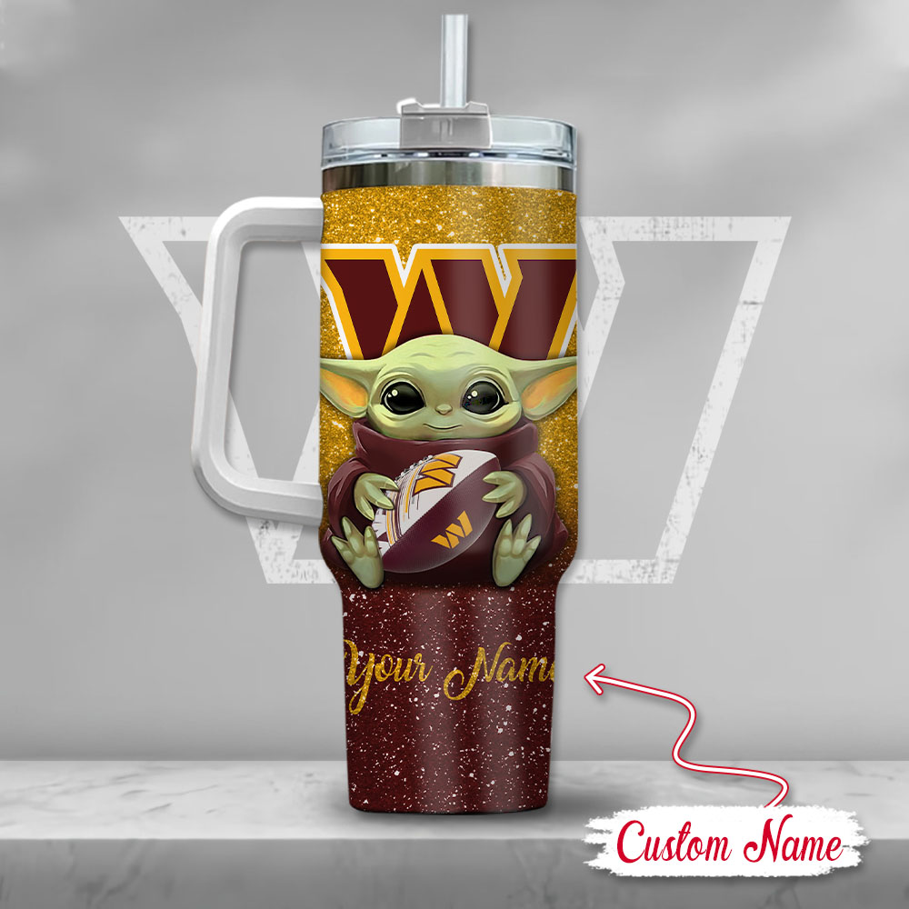 Custom Name Baby Alien Tumbler - Personalized Glitter Football Design - Image 3