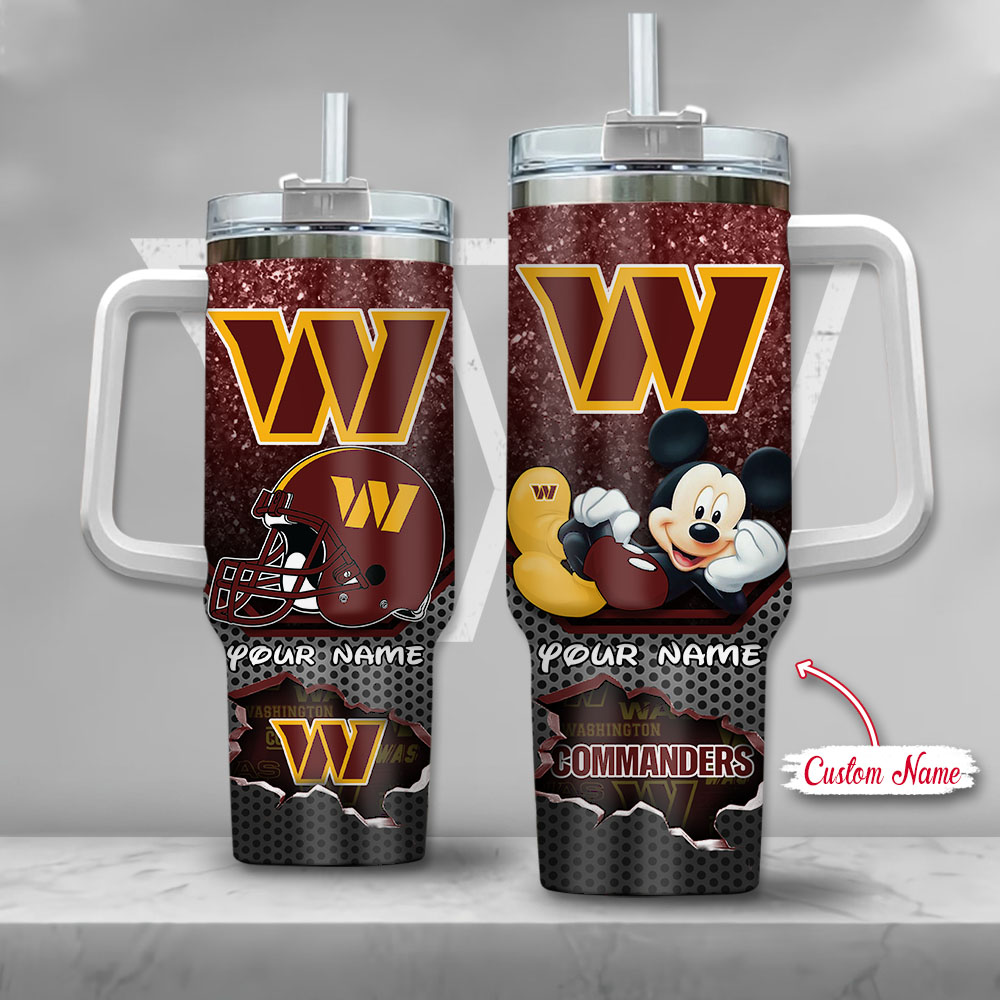 Custom Name Washington Commanders Tumbler with Mickey Design