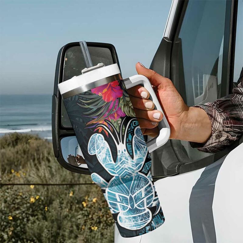 Niue Hiapo Mix Coconut Crab Custom Stanley Quencher 40oz Stainless Steel Tumbler With Handle - Threewoofs - Image 7