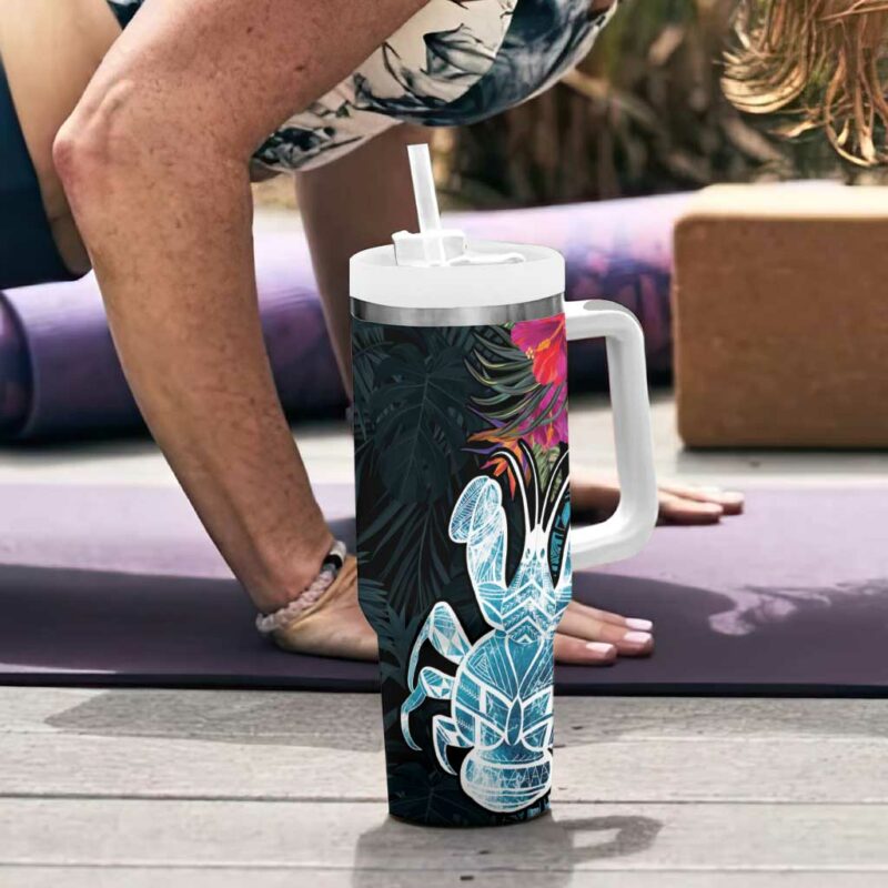 Niue Hiapo Mix Coconut Crab Custom Stanley Quencher 40oz Stainless Steel Tumbler With Handle - Threewoofs - Image 6