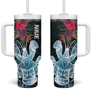 Niue Hiapo Mix Coconut Crab Custom Stanley Quencher 40oz Stainless Steel Tumbler With Handle - Threewoofs