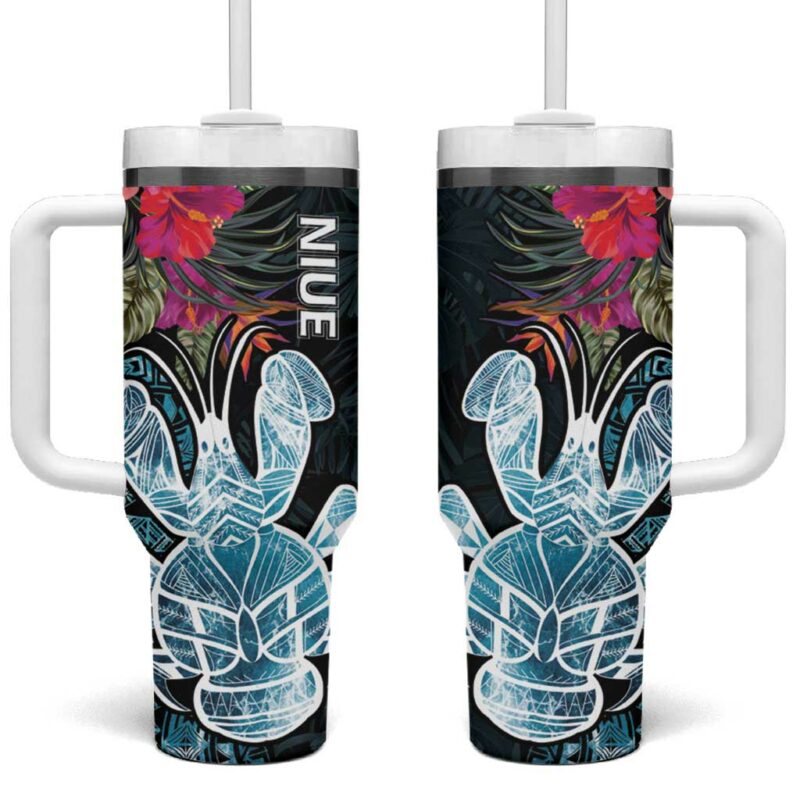 Niue Hiapo Mix Coconut Crab Custom Stanley Quencher 40oz Stainless Steel Tumbler With Handle - Threewoofs