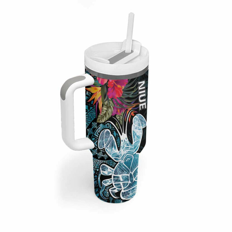 Niue Hiapo Mix Coconut Crab Custom Stanley Quencher 40oz Stainless Steel Tumbler With Handle - Threewoofs - Image 2