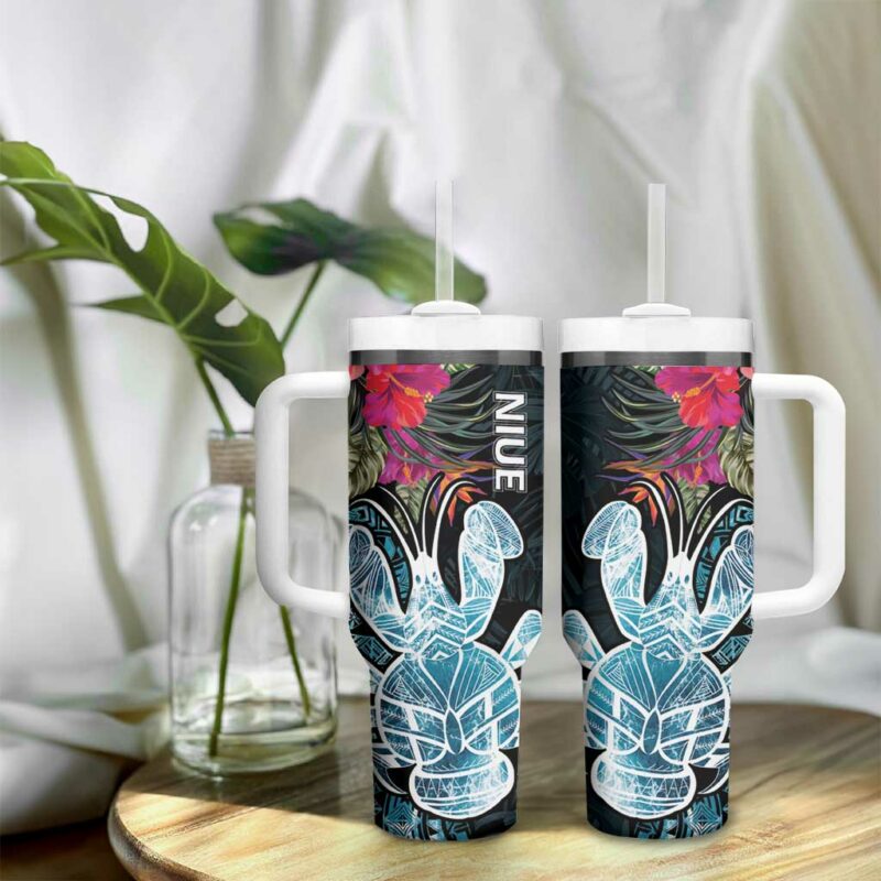 Niue Hiapo Mix Coconut Crab Custom Stanley Quencher 40oz Stainless Steel Tumbler With Handle - Threewoofs - Image 9