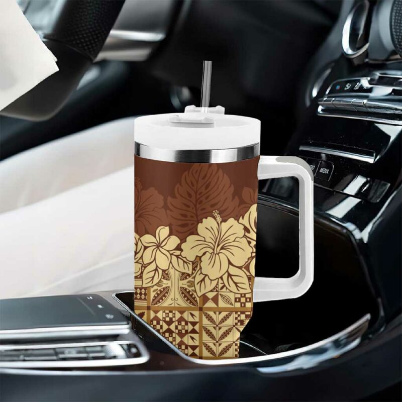 Niue Hiapo Motif Tapa Classic Custom Stanley Quencher 40oz Stainless Steel Tumbler With Handle - Threewoofs - Image 8