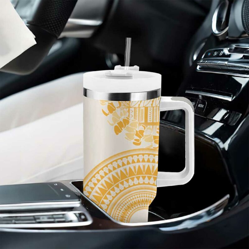 Niue Language Week The Rock Coconut Crab Siapo Gold Pastel Custom Stanley Quencher 40oz Stainless Steel Tumbler With Handle - Threewoofs - Image 8