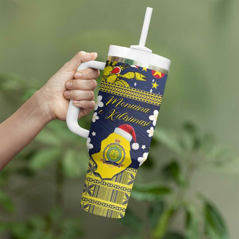 Niue Monuina e Kilisimasi Christmas Uga Niue Map and Emblem Custom Stanley Quencher 40oz Stainless Steel Tumbler With Handle - Threewoofs - Image 3