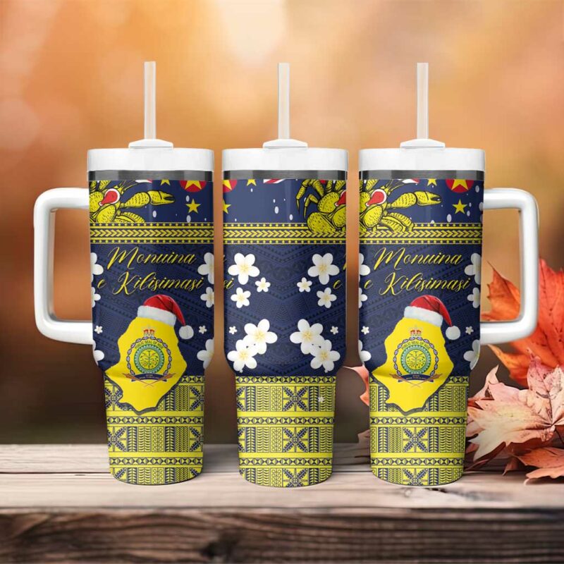 Niue Monuina e Kilisimasi Christmas Uga Niue Map and Emblem Custom Stanley Quencher 40oz Stainless Steel Tumbler With Handle - Threewoofs - Image 4