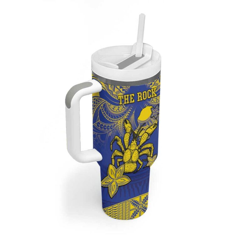 Niue The Rock Niuean Crab Hiapo Blue Custom Stanley Quencher 40oz Stainless Steel Tumbler With Handle - Threewoofs - Image 2