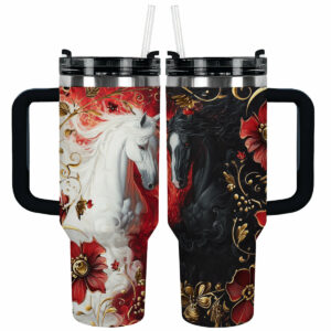 Noble Horse Custom Stanley Quencher 40oz Stainless Steel Tumbler With Handle - Threewoofs
