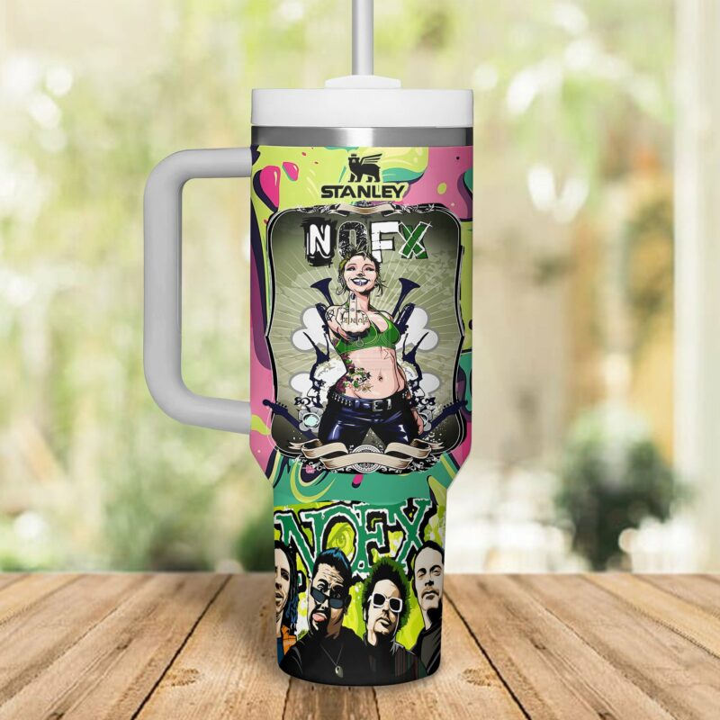 NOFX Band Music Custom Stanley Quencher 40oz Stainless Steel Tumbler With Handle - Threewoofs - Image 2