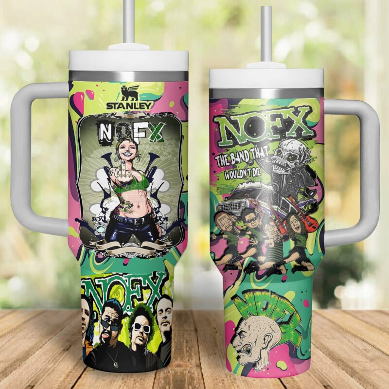 NOFX Band Music Custom Stanley Quencher 40oz Stainless Steel Tumbler With Handle - Threewoofs