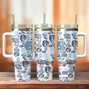 North Carolina Tar Heels NCAA Sports Custom Stanley Quencher 40oz Stainless Steel Tumbler With Handle - Threewoofs