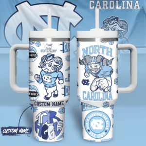 North Carolina Tar Heels NCAA Sports Custom Stanley Quencher 40oz Stainless Steel Tumbler With Handle - Threewoofs