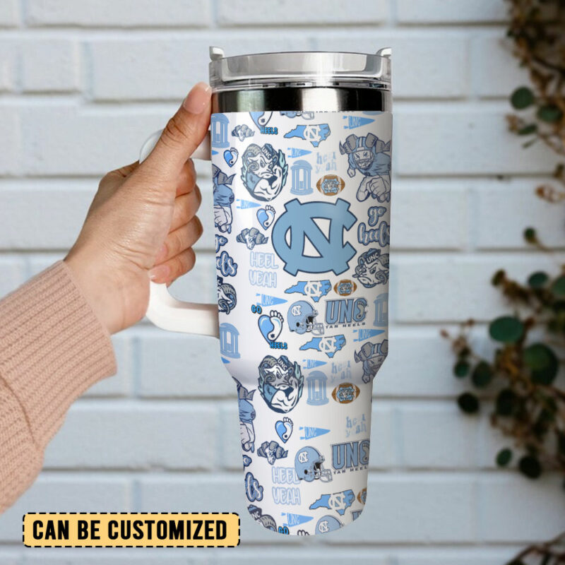 North Carolina Tar Heels NCAA Sports Custom Stanley Quencher 40oz Stainless Steel Tumbler With Handle - Threewoofs - Image 3