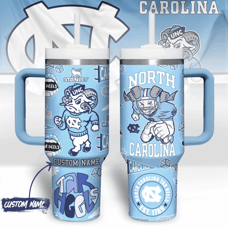 North Carolina Tar Heels NCAA Sports Custom Stanley Quencher 40oz Stainless Steel Tumbler With Handle - Threewoofs - Image 5