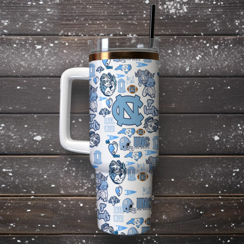 North Carolina Tar Heels NCAA Sports Custom Stanley Quencher 40oz Stainless Steel Tumbler With Handle - Threewoofs - Image 2