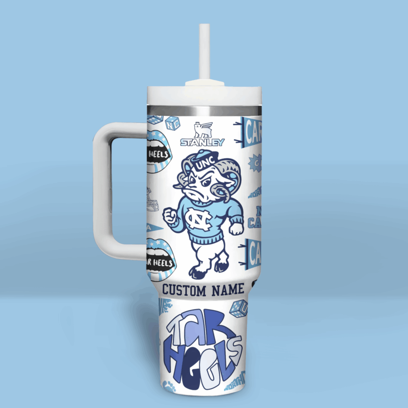North Carolina Tar Heels NCAA Sports Custom Stanley Quencher 40oz Stainless Steel Tumbler With Handle - Threewoofs - Image 3