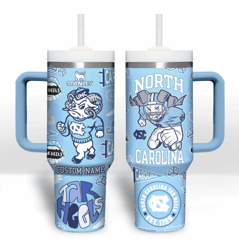 North Carolina Tar Heels NCAA Sports Custom Stanley Quencher 40oz Stainless Steel Tumbler With Handle - Threewoofs - Image 6