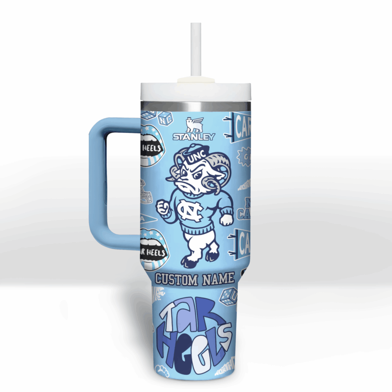North Carolina Tar Heels NCAA Sports Custom Stanley Quencher 40oz Stainless Steel Tumbler With Handle - Threewoofs - Image 7
