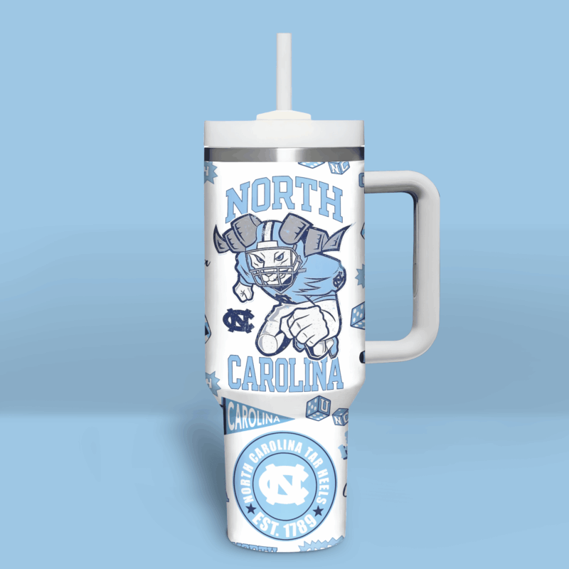 North Carolina Tar Heels NCAA Sports Custom Stanley Quencher 40oz Stainless Steel Tumbler With Handle - Threewoofs - Image 4