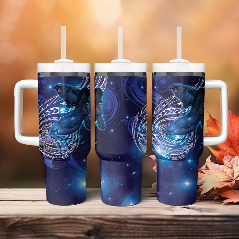 North Island Kokako and South Island Kokako New Zealand Native Bird Custom Stanley Quencher 40oz Stainless Steel Tumbler With Handle - Threewoofs - Image 4