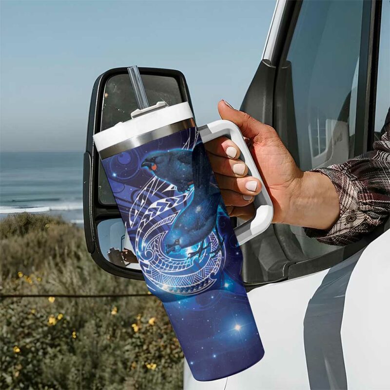 North Island Kokako and South Island Kokako New Zealand Native Bird Custom Stanley Quencher 40oz Stainless Steel Tumbler With Handle - Threewoofs - Image 7