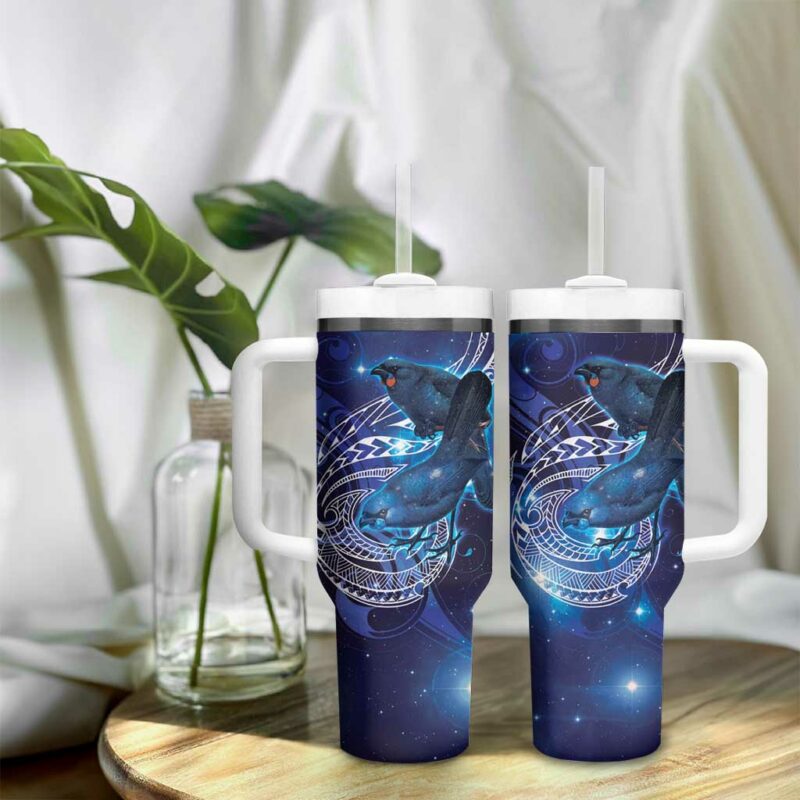 North Island Kokako and South Island Kokako New Zealand Native Bird Custom Stanley Quencher 40oz Stainless Steel Tumbler With Handle - Threewoofs - Image 9