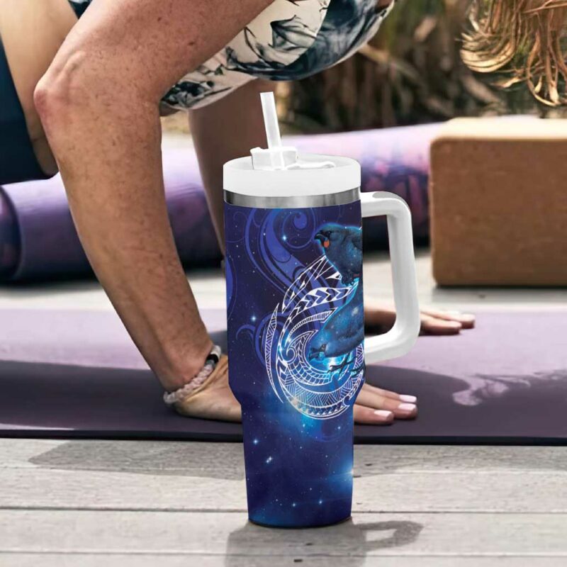 North Island Kokako and South Island Kokako New Zealand Native Bird Custom Stanley Quencher 40oz Stainless Steel Tumbler With Handle - Threewoofs - Image 6