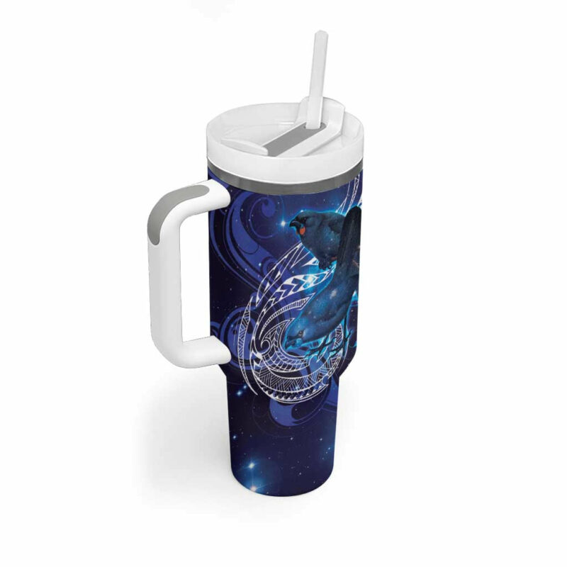 North Island Kokako and South Island Kokako New Zealand Native Bird Custom Stanley Quencher 40oz Stainless Steel Tumbler With Handle - Threewoofs - Image 2