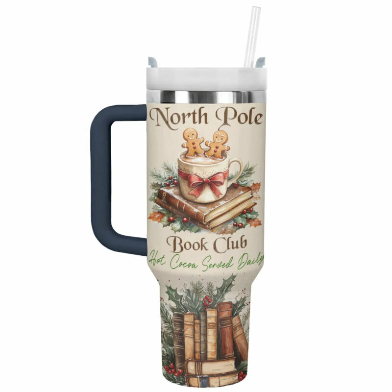 North Pole Book Custom Stanley Quencher 40oz Stainless Steel Tumbler With Handle - Threewoofs - Image 4
