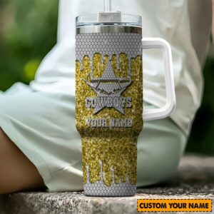 North Queensland Cowboys NRL Sports Glitter Custom Stanley Quencher 40oz Stainless Steel Tumbler With Handle - Threewoofs