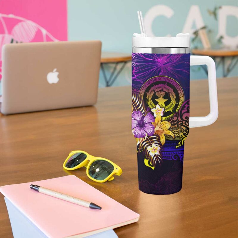 Northern Mariana Islands Custom Stanley Quencher 40oz Stainless Steel Tumbler With Handle - Threewoofs - Image 5